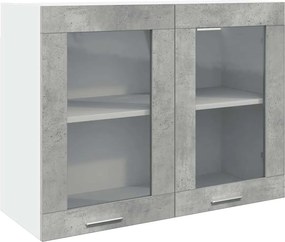 vidaXL “Lyon” függő üvegszekrény betonszürke 80x31x60 cm