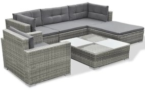 6 részes szürke polyrattan kerti ülőgarnitúra párnákkal