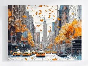 Vászonkép Canvas Város New York Manhattan Ősz Utca Taxi 100x75