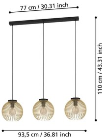 Eglo 900167 - Csillár zsinóron VENEZUELA 3xE27/40W/230V