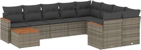 vidaXL 10 részes szürke polyrattan kerti ülőgarnitúra párnákkal