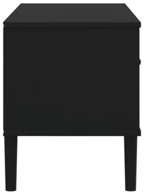 SENJA fekete rattanhatású tömör fenyő TV-szekrény 106x40x49 cm