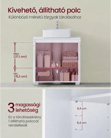 Mosogató alatti fürdőszobai szekrény, 2 rekeszes, felhőfehér