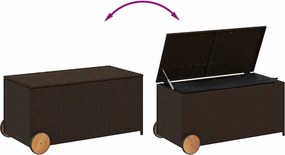 vidaXL barna polyrattan kerti tárolóláda kerekekkel 190 L
