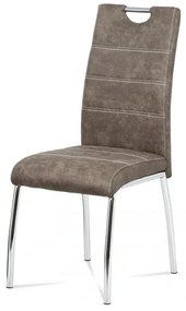 Scaun modern de dining maro cu picioare cromate HC-486