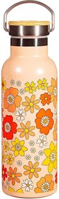 Narancssárga rozsdamentes acél gyerek ivópalack 500 ml 70s Floral - Sass &amp; Belle