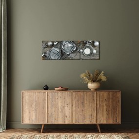 Kép - ezüst karácsonyi dekoráció (órával) (90x30 cm)