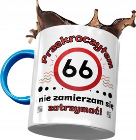 Kék Bögre Születésnapra 66 66-es 66-os Nyomtatott Fotóval