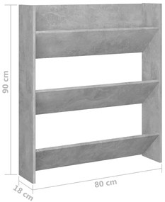 2 db betonszürke forgácslap fali cipősszekrény 80 x 18 x 90 cm