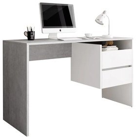 PC asztal, beton/fehér matt, TULIO