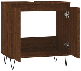Barna tölgyszínű szerelt fa fürdőszobaszekrény 58x33x60 cm