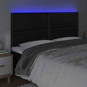 fekete műbőr LED-es fejtámla 160x5x118/128 cm