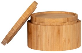 Natúr színű fedeles-dekoratív bambusz tárolódoboz szett 2 db-os ø 15x8 cm Chefalu – House Nordic