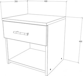 Pietro éjjeliszekrény fiókos sonoma