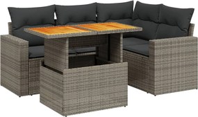 vidaXL 5 részes szürke polyrattan kerti ülőgarnitúra párnákkal