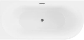 Mexen Mia, szabadon álló sarokkád, láva, 170 x 80 cm, fehér-fekete, grafit túlfolyó, 52691708075L-66