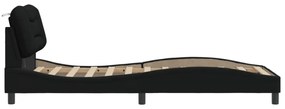 fekete szövet ágykeret LED-ekkel matrac nélkül 90x190 cm