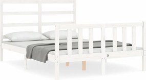 vidaXL fehér tömör fenyőfa ágy matrac nélkül 140x190 cm
