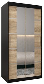 Ruhásszekrény 100 cm Verika 4 100 (fekete + szonoma tölgy). 1064254