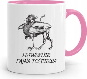 Rózsaszín Bögre A Szörnyen Vagány Anyósnak, fényképes nyomattal