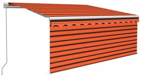 narancssárga-barna kézzel kihúzható LED-es napellenző 3 x 2,5m