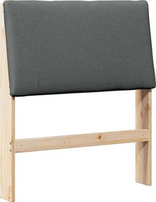 vidaXL Kárpitozott fejtámla Sötétszürke 75 cm Tömör fenyőfa