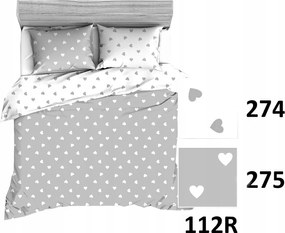 Pamut ágyneműhuzat 90x120 fehér szürke szívecskés