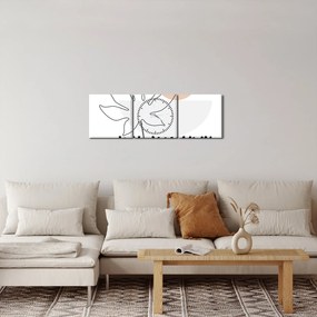 Kép - Vonal művészet virágok N⁰3 (órával) (90x30 cm)