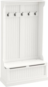 HOMCOM Kabátállvány Cipőtároló Padlófa Előtérhez, 5 Akasztóval és Tárolóhellyel, 96x34x179.7cm, Elefántcsont | Aosom