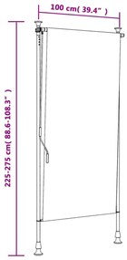 narancssárga és fehér szövet és acél kültéri roló 100 x 270 cm