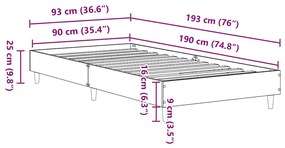 sonoma tölgyszínű szerelt fa ágykeret matrac nélkül 90 x 190 cm