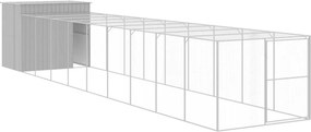 vidaXL világosszürke horganyzott acél kifutós kutyaház 214x1069x181 cm