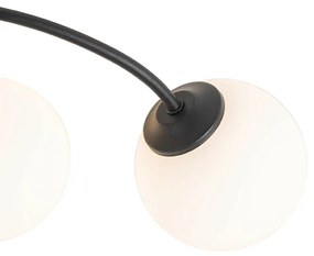 Modern mennyezeti lámpa fekete opál üveggel 6 lámpás - Athén