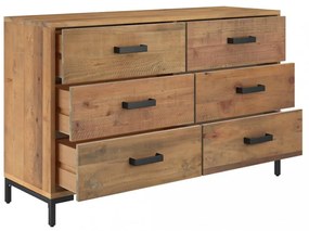 barna tömör újrahasznosított fenyőfa tálalószekrény 110x35x70cm