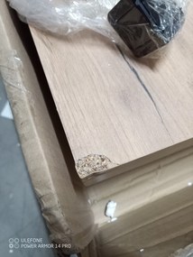 AKCIÓ Fehér étkezőasztal arany craft tölgy dekor asztallappal ADAM 100x60 II. osztály