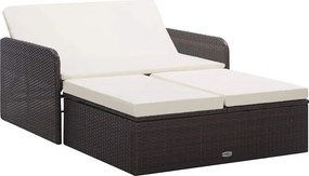 vidaXL 2 részes barna polyrattan kerti bútorszett párnákkal