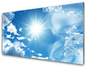 Fali üvegkép Blue Sky Sun Clouds 140x70 cm