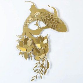 Carpa fém fali dekoráció, arany, 44×67 cm