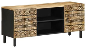 fekete tömör nyers mangófa TV-szekrény 105 x 33,5 x 46 cm