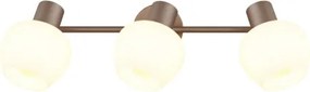 Globo 54662-3 Mennyezeti lámpa, fém matt kávébarna, krómozott fém, fehé üveg, forgatható/dönthető, HxSzxM: 500x125x175mm, 3x E27 40W 230V izzók nélkül
