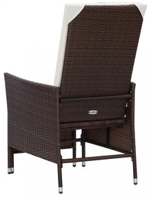 barna dönthető háttámlás polyrattan kerti szék párnákkal