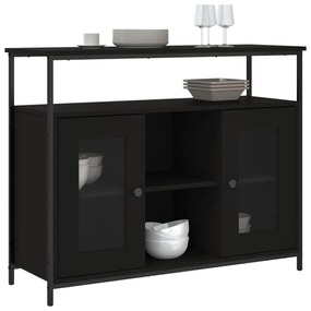 fekete szerelt fa tálalószekrény 100 x 35 x 80 cm