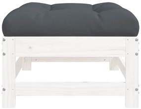 Fehér tömör fenyőfa kerti lábzsámoly párnával
