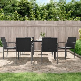 7 részes polyrattan és acél kerti étkezőgarnitúra párnával
