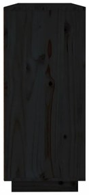 fekete tömör fenyőfa tálalószekrény 120x35x80 cm