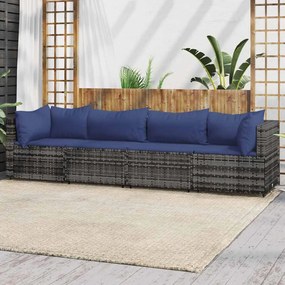 4 részes szürke polyrattan kerti ülőgarnitúra párnákkal