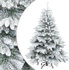 vidaXL Műanyag Rugalmas Karácsonyfát Havas Flokkal Fehér 150 cm