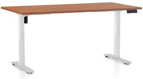 Állítható magasságú asztal OfficeTech B, 160 x 80 cm, fehér alap, cseresznye