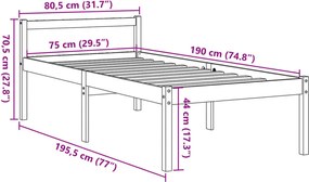 Viaszbarna tömör fenyőfa időseknek való ágy 75x190 cm