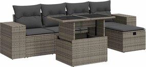 vidaXL 6 részes szürke polyrattan kerti ülőgarnitúra párnákkal